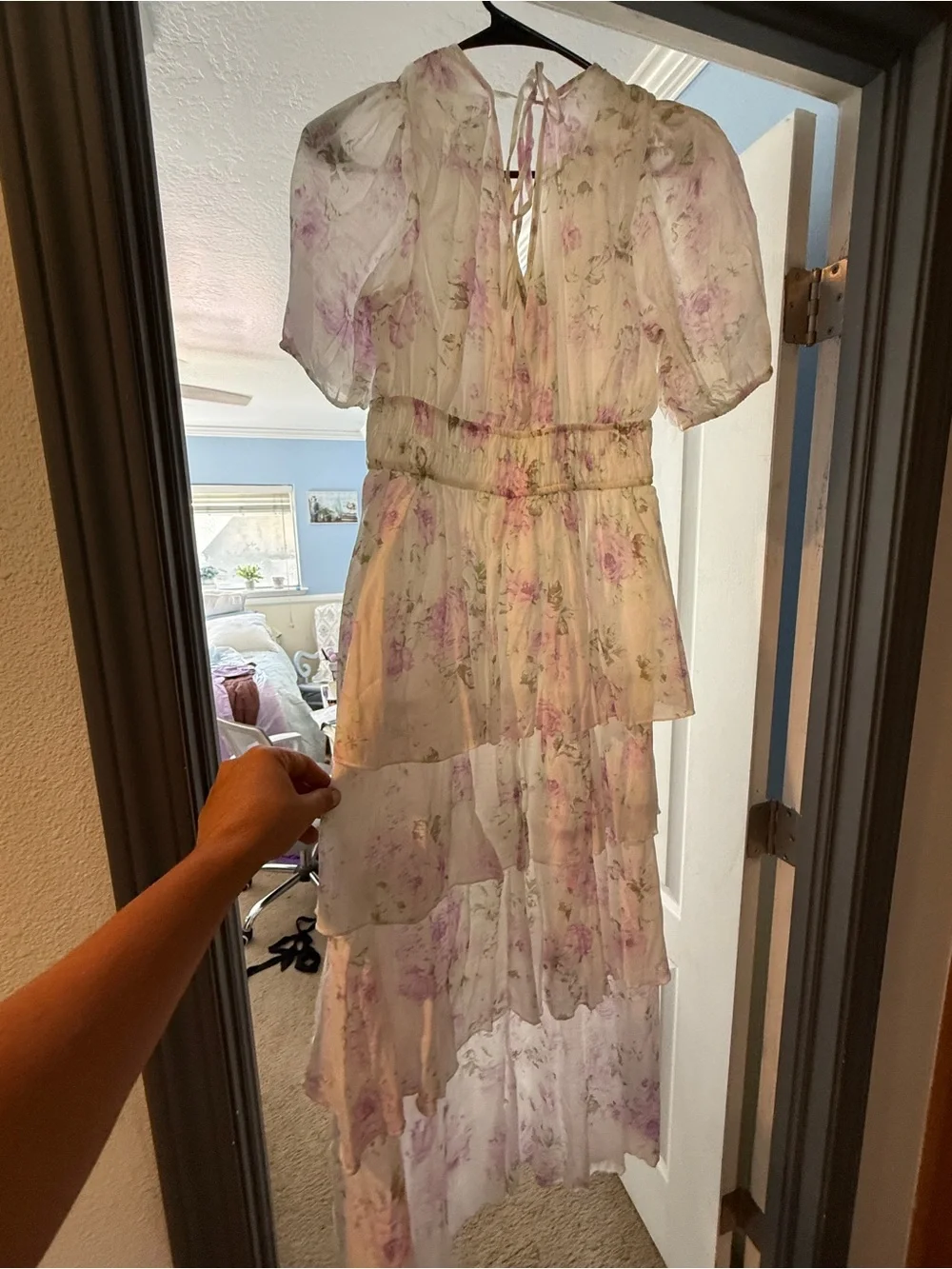 Lavender Floral Tiered Maxi Dress
